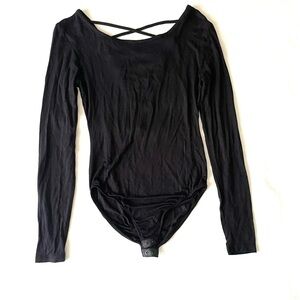 Moral Fiber Black Crisscross Back Bodysuit